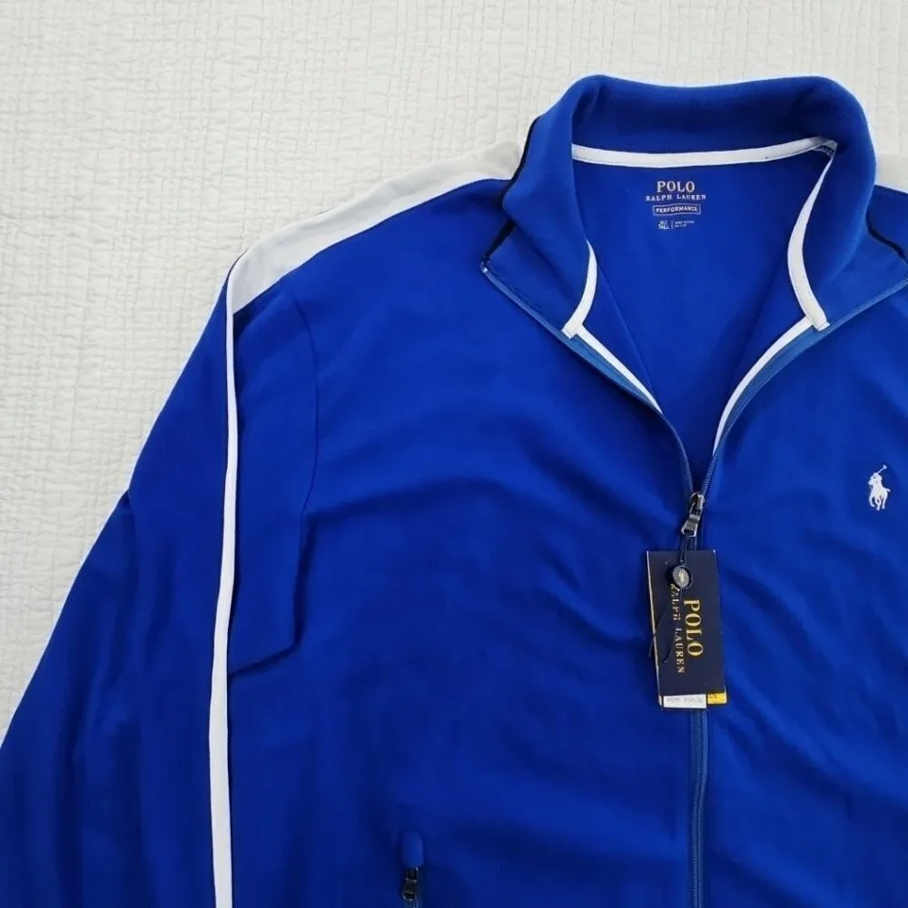 Polo Ralph Lauren Full Zip Jacket‎ Men's XLT NWT Blue White Pony Logo MSRP $125